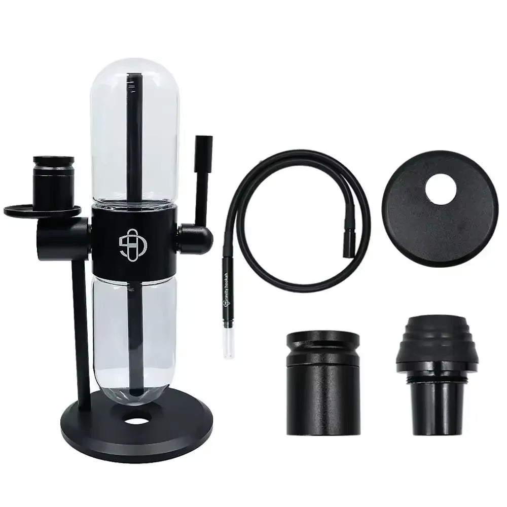 Premium Aluminum Alloy Gravity Smoking Pipe Hookah Kit with Glass Narguile - Complete Shisha Water Pipe Set for Smoking Accessories