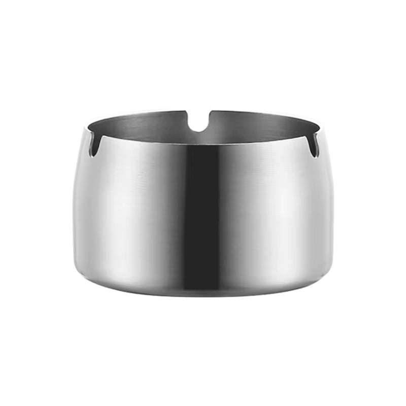 Stainless Steel Round Ashtray - High Temperature Resistant Desktop Smoking Accessory