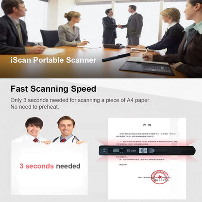 Iscan Portable Scanner Mini Handheld Document Scanner A4 Book Scanner for JPG and PDF Format 300/600/900 DPI